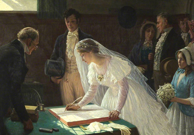 Signing the Register by Edmund Blair Leighton Greetings Card